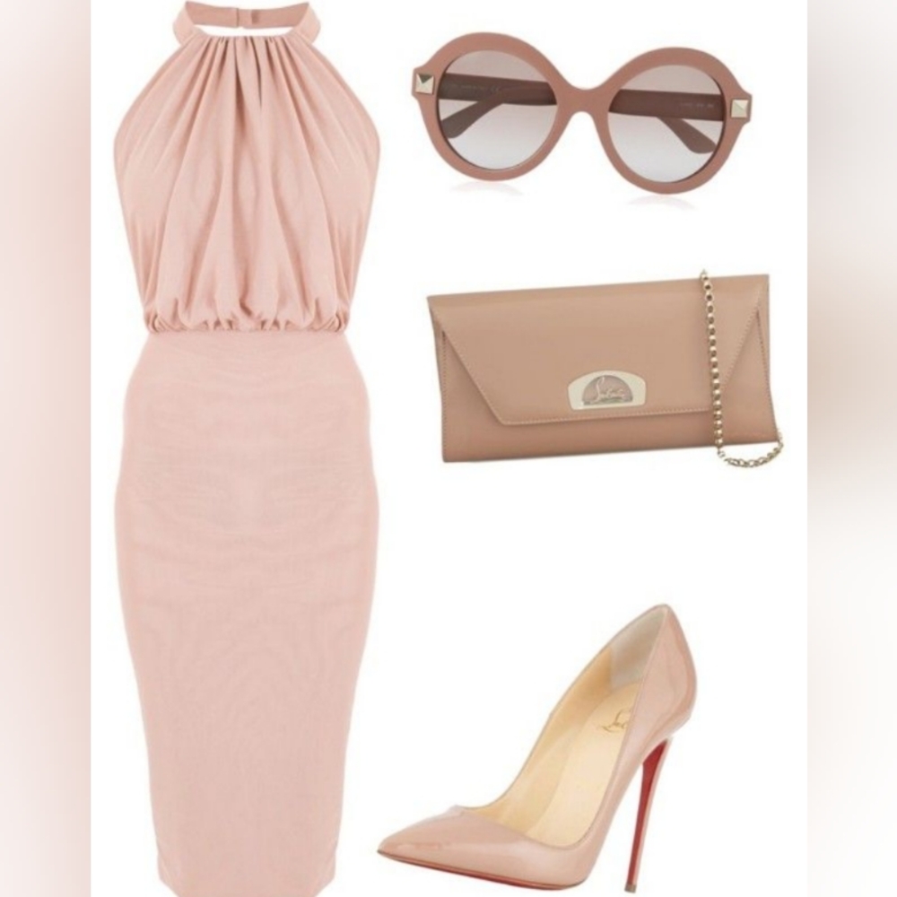 Chic Blush Pink Dress and Accessories Set